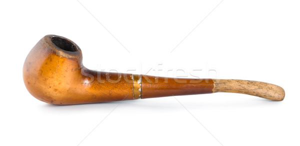 Fumat ţeavă vechi izolat alb Imagine de stoc © Givaga
