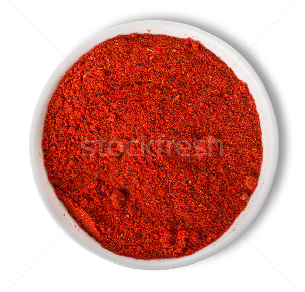 Stock photo: Ground paprika in plate isolated
