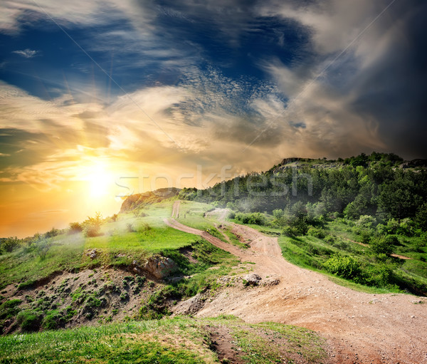 Fog over road in mountains Stock photo © Givaga