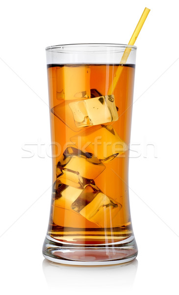 [[stock_photo]]: Ambre · cocktail · verre · isolé · blanche · glace