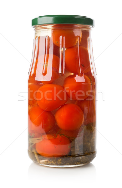 Tomaten Glas jar isoliert weiß Blatt Stock foto © Givaga