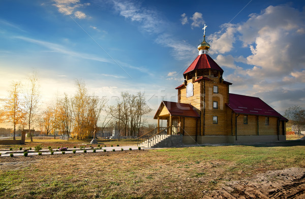 Holz Kirche Herbst Birke Hain Baum Stock foto © Givaga