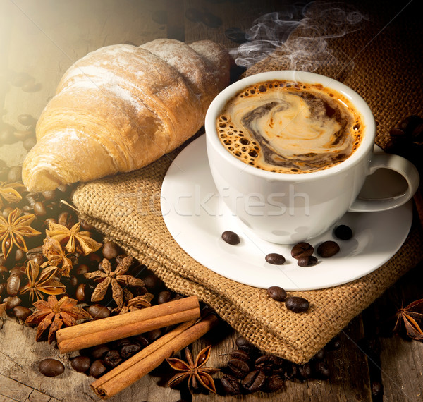 Morning coffee and croissant Stock photo © Givaga
