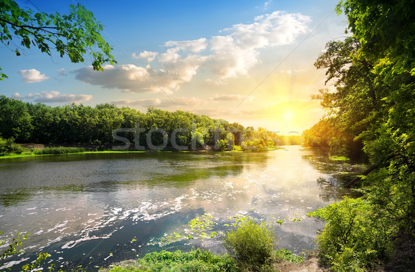 Sunset over the river Donets Stock photo © Givaga