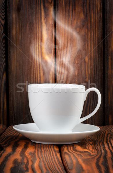 белый Кубок горячий напиток древесины стекла Сток-фото © Givaga