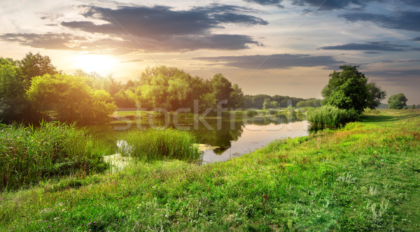 Evening over river Stock photo © Givaga