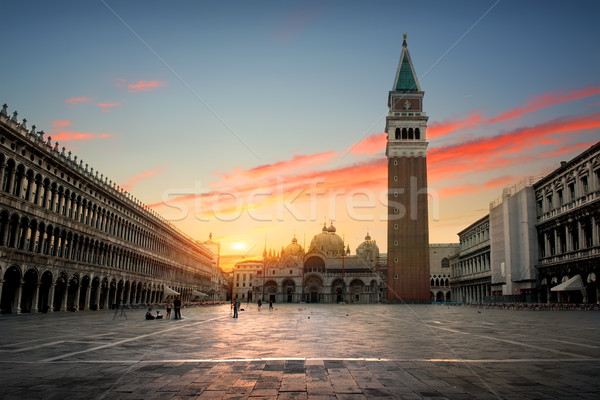 Venedig sunrise Italien Himmel Sonnenuntergang Turm Stock foto © Givaga