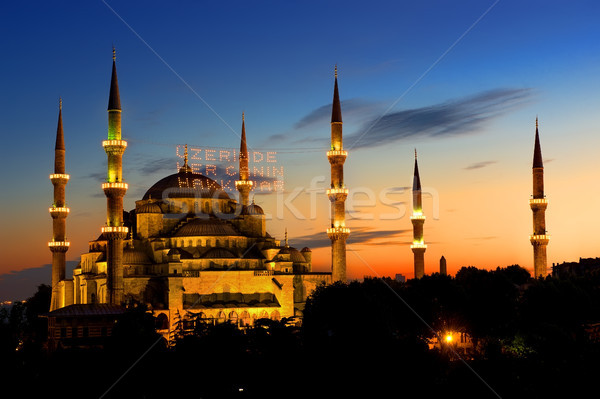 Illuminated Blue Mosque Stock photo © Givaga
