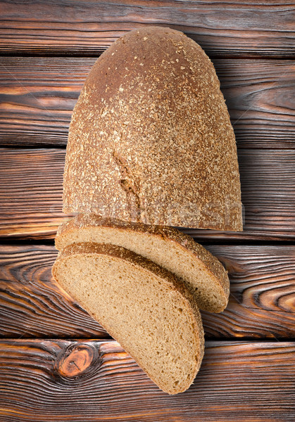 Rogge brood tabel oude houten tafel zwarte Stockfoto © Givaga