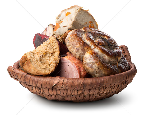Meat products in plate Stock photo © Givaga