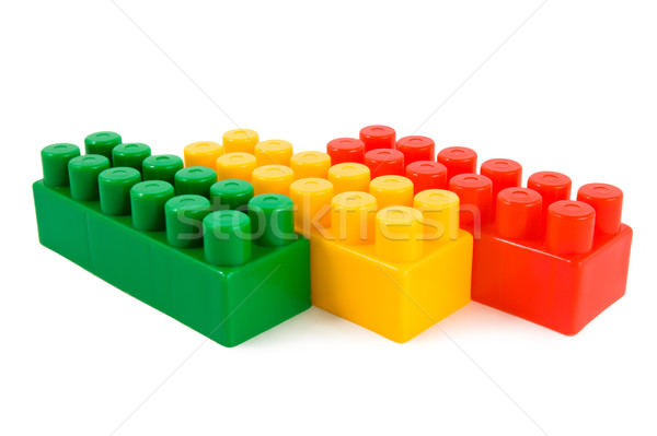 Foto stock: Colorido · blocos · de · construção · isolado · branco