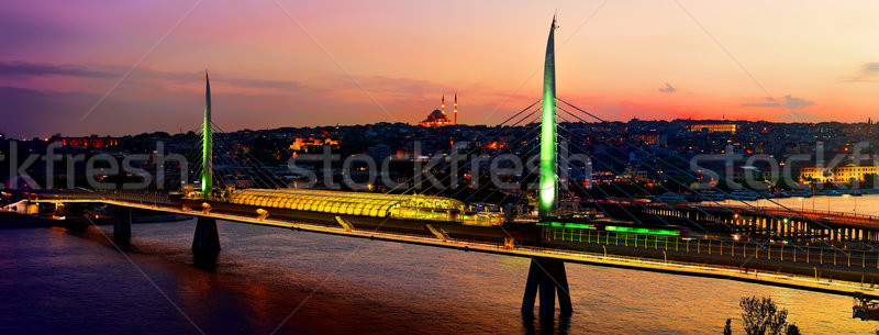 Foto stock: Dorado · cuerno · puente · metro · estación · Estambul