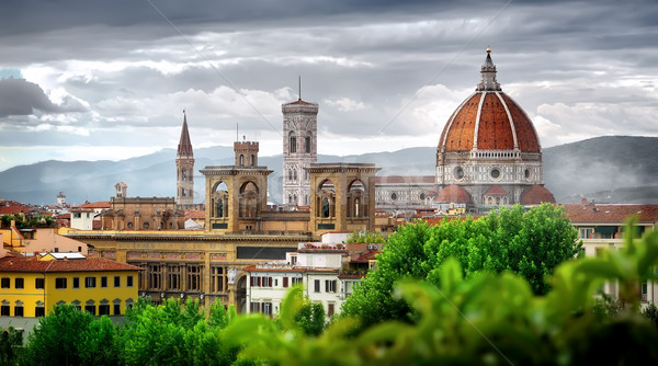 Felhők Florence fenséges bazilika mikulás Olaszország Stock fotó © Givaga