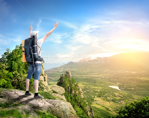 Tourist with in mountains Stock photo © Givaga