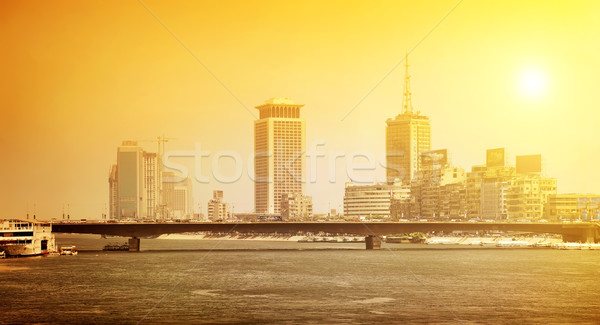 Stadt Fluss Kairo hellen Sonne Landschaft Stock foto © Givaga