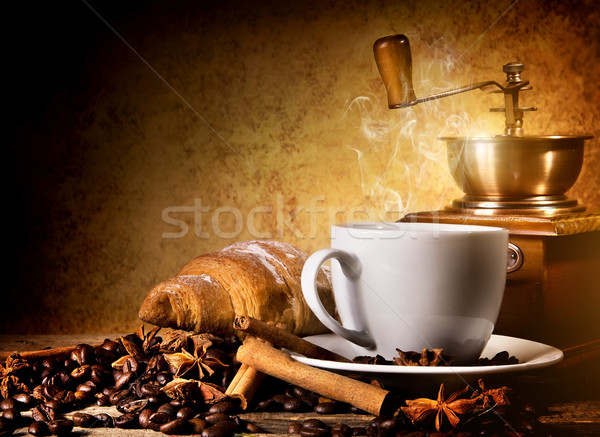 Foto stock: Café · frescos · croissant · molino · textura · restaurante