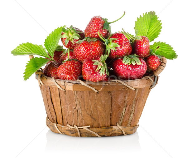 Stock foto: Erdbeeren · legen · Holz · isoliert · weiß · Holz