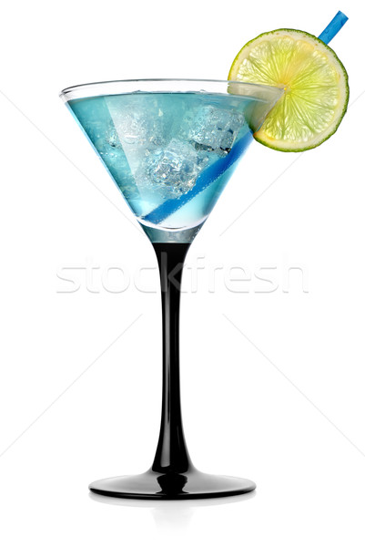 Blue cocktail with lime and ice Stock photo © Givaga