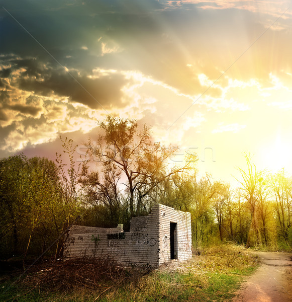 Stock photo: Collapsed brick house