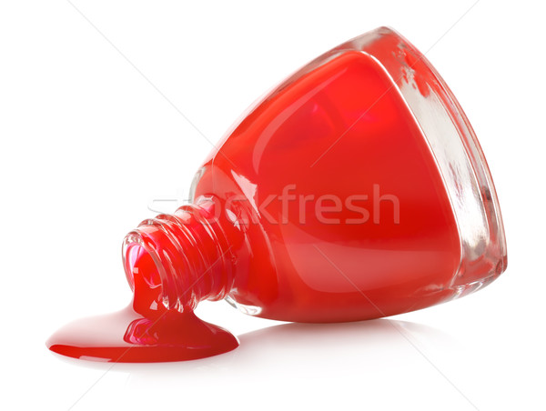 Czerwony lakier do paznokci odizolowany biały szkła butelki Zdjęcia stock © Givaga