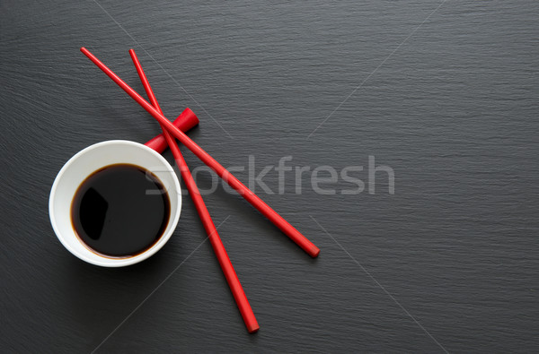 Sojasaus eetstokjes Rood zwarte textuur voedsel Stockfoto © Givaga