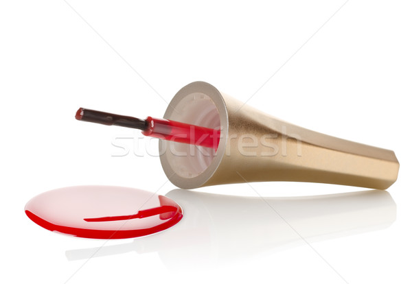 刷 指甲油 紅色 孤立 白 玻璃 商業照片 © Givaga
