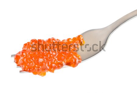 Roşu caviar furculiţă izolat alb Imagine de stoc © Givaga