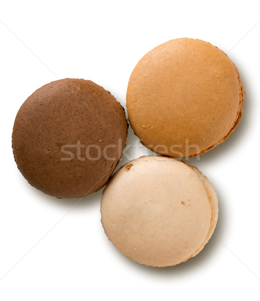 Zdjęcia stock: Kolorowy · trzy · macarons · karmel · odizolowany · biały