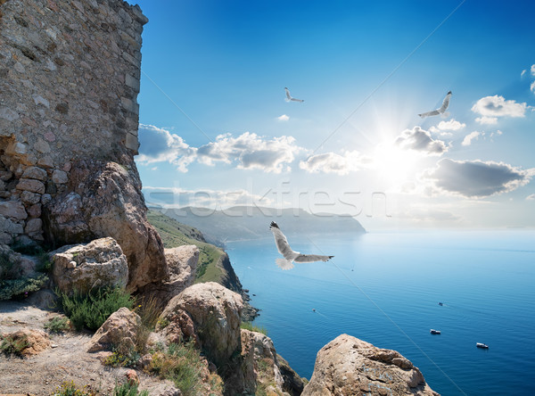 Stock foto: Festung · Meer · schönen · Himmel · Wasser