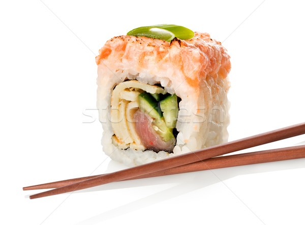 Stok fotoğraf: Sushi · balık · Çin · yemek · çubukları · yalıtılmış · beyaz