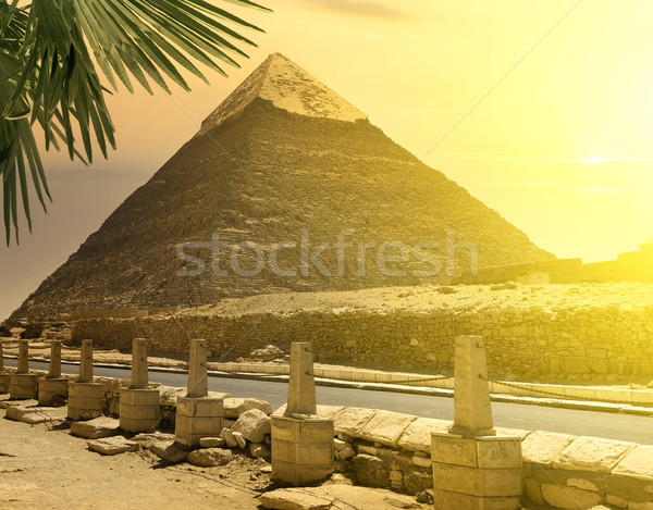 Pyramid of Khafre near road Stock photo © Givaga