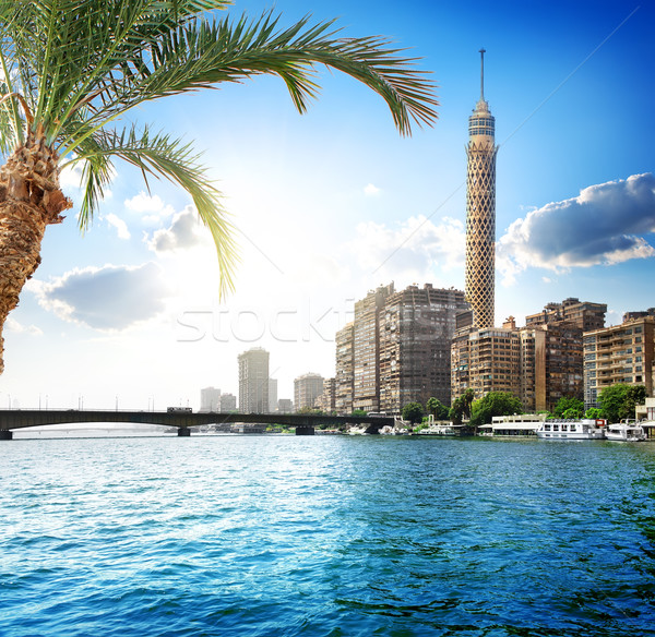 Kair telewizja wieża banku miasta krajobraz Zdjęcia stock © Givaga