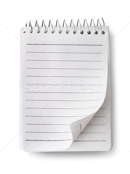 Stockfoto: Notepad · geïsoleerd · witte · papier · macro · spiraal