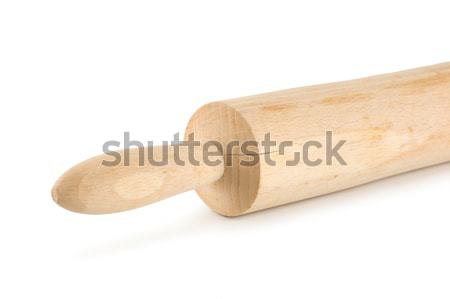 Nudelholz isoliert Holz weiß Stock foto © Givaga