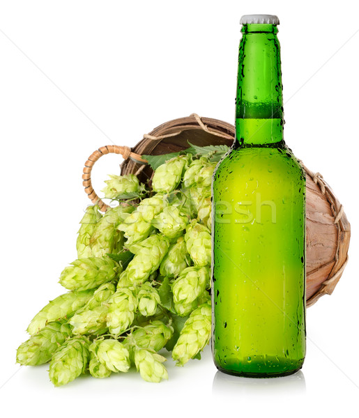 Beer and hops in basket Stock photo © Givaga