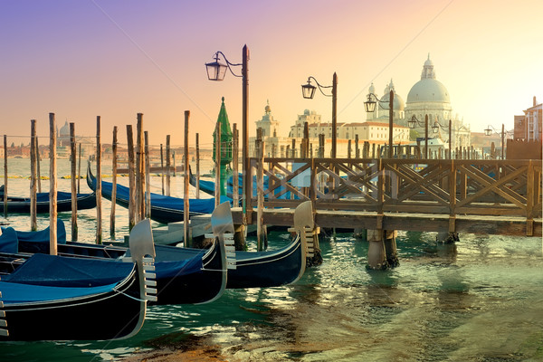 Gondolas and basilica Stock photo © Givaga