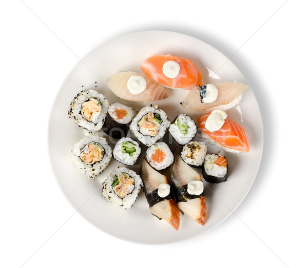 Sushi and rolls in a plate isolated Stock photo © Givaga