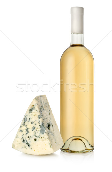 Fehérbor márványsajt izolált fehér étel bor Stock fotó © Givaga