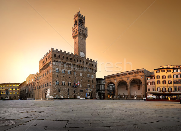 Belltower on piazza Stock photo © Givaga