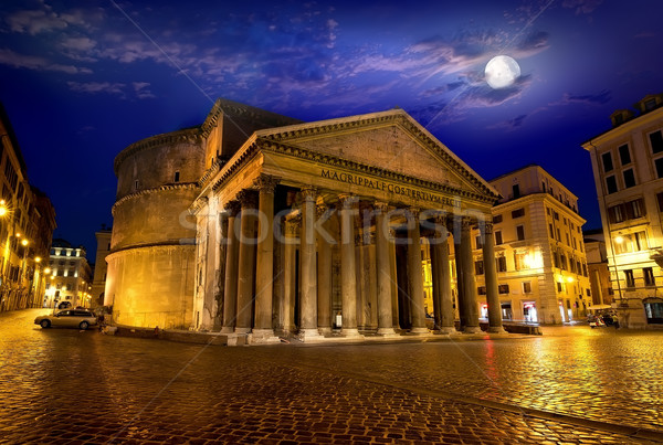 Moon over pantheon in Rome Stock photo © Givaga