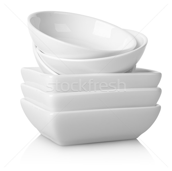 Round and square white plates Stock photo © Givaga