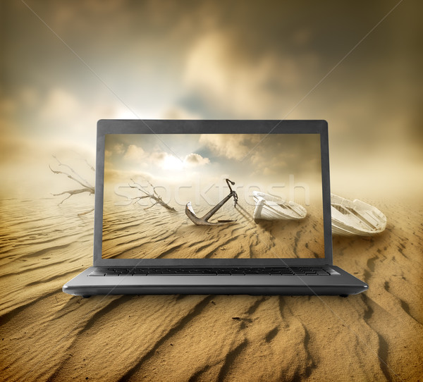 Desert on the monitor Stock photo © Givaga