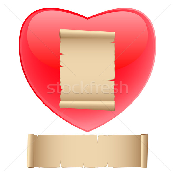 Papel velho vermelho ilustrado coração branco fundo Foto stock © gladcov