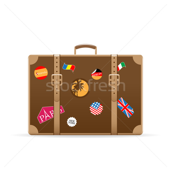 Vector valiză călători autocolante izolat alb Imagine de stoc © gladcov