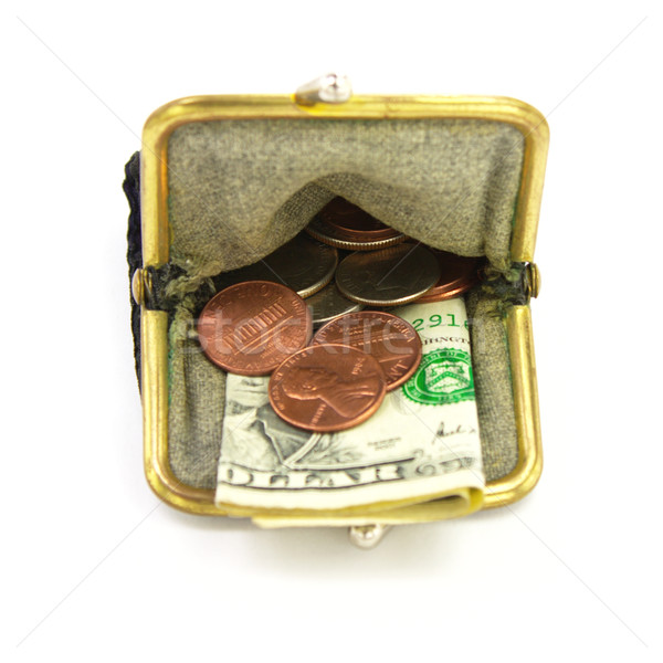 Purse with one dollar and coins Stock photo © gladcov