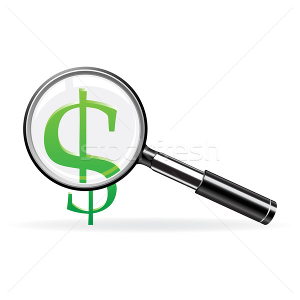 Stockfoto: Vergrootglas · teken · dollar · abstract · financieren · symbool