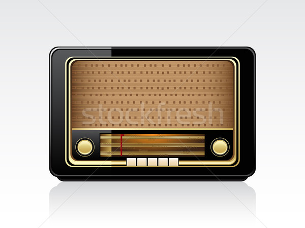 Retro Radio Vektor braun isoliert weiß Stock foto © gladcov