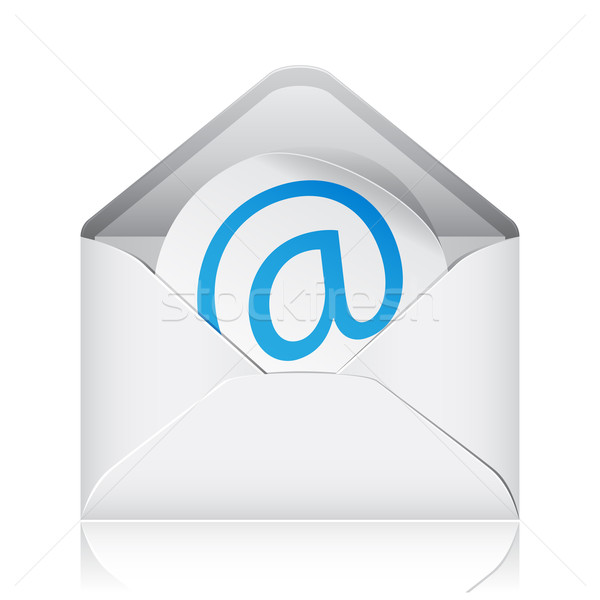 электронная почта икона простой белый служба бумаги Сток-фото © gladcov