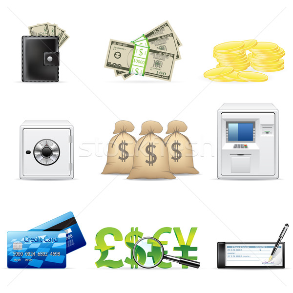 Foto stock: Bancário · financiar · ícones · vetor · isolado