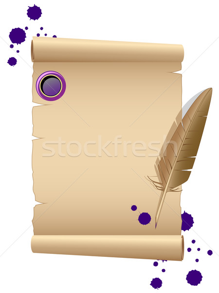 Eski kağıt tüy doku kalem arka plan uzay Stok fotoğraf © gladcov